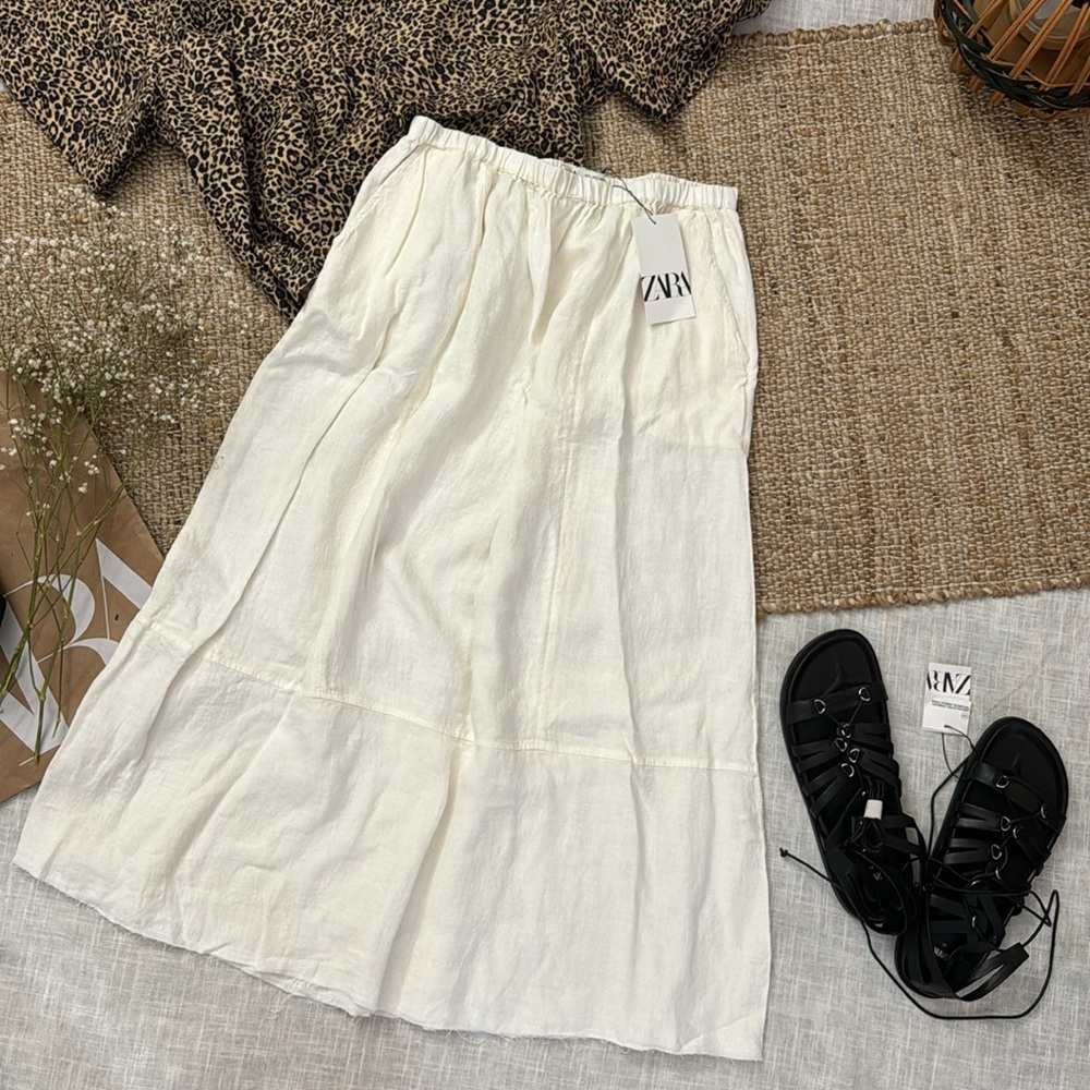 ZARA 100% LINEN MIDI SKIRT ZW COLLECTION - Picture 12 of 12